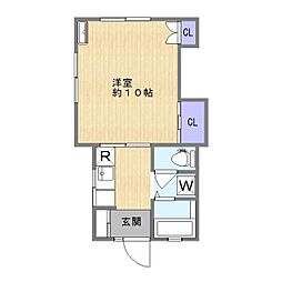 ISOT羽田 2階1Kの間取り