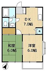 サニーヒル 2DKの間取図画像
