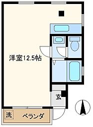 ルネ武里Ａ 3階ワンルームの間取り