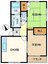 ハイツヴェルミー2B 2DKの間取図画像