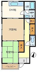 コーポエルベール 2DKの間取図画像