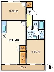 アーバン原1 2LDKの間取図画像