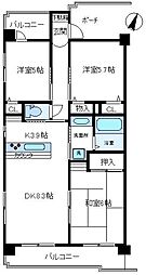グリーンミユキ中浦和弐番館 3LDKの間取図画像