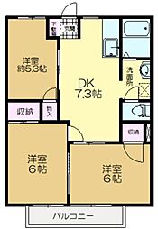 JR総武本線 四街道駅 徒歩15分の賃貸アパート 2階3DKの間取り