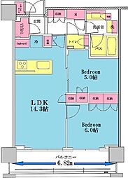 ブリリアザ・タワー東京八重洲アベニュー 2SLDKの間取図画像