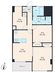 第一ニュー野毛山マンション 3LDKの間取図画像