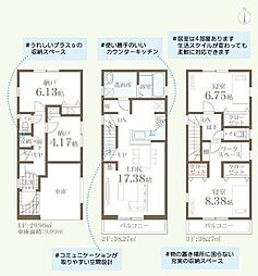 2号棟都筑区新築戸建 ビルトイン車庫 納戸