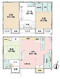 神奈川区中古戸建 リビング21帖以上 北西角地