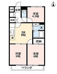 サンライズオオサワ第1 2階3DKの間取り