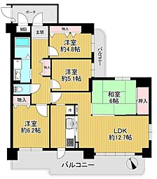 ルネ伏見東 3LDKの間取図画像