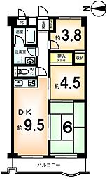 吉祥院ガーデンハイツC棟 3DKの間取図画像