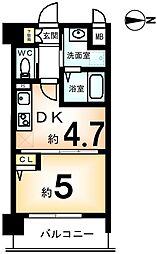 アクアプレイス京都西院 1DKの間取図画像