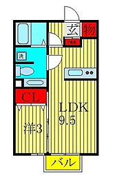 ノーベルパーク　15 1階1LDKの間取り