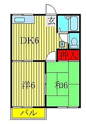 ファミーユ都賀 2DKの間取図画像