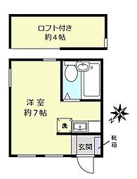 フローラハイム亀戸 ワンルームの間取図画像