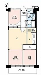 本厚木スカイハイツ 3LDKの間取図画像