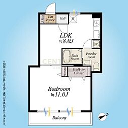 第18宮庭マンション 1LDKの間取り