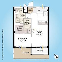 祐天寺コーポラス 1LDKの間取図画像