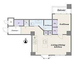 インペリアル赤坂フォラム 1LDKの間取図画像