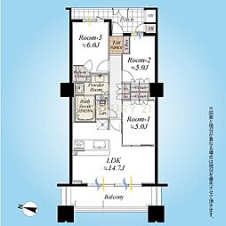 レジデンス・ザ・武蔵小杉 3LDKの間取図画像