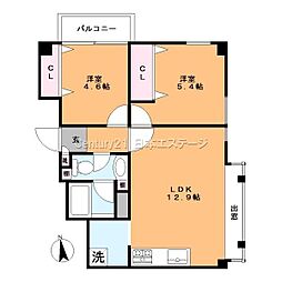 COSMOS17旗の台 3階2LDKの間取り