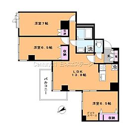 日経エスプラナード 3LDKの間取図画像