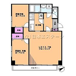 サクシード上池台 2LDKの間取図画像
