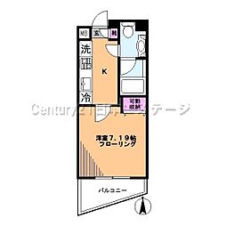サンヴィアーレノーブル旗の台 1Kの間取図画像