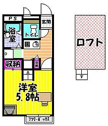 レオパレス新堂 1Kの間取図画像