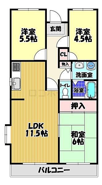 エステート2 ｜大阪府富田林市津々山台２丁目(賃貸マンション3LDK・2階・60.00㎡)の写真 その2