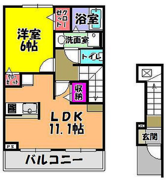 メゾン　ジャスティス　C棟 ｜大阪府河内長野市汐の宮町(賃貸アパート1LDK・2階・46.09㎡)の写真 その2