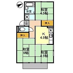 ピュアハイム1 2階3DKの間取り