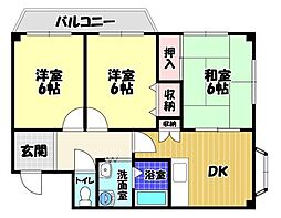 ローズホール 2階3DKの間取り