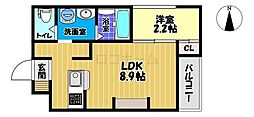 富田林市若松町5丁目アパート 1LDKの間取図画像