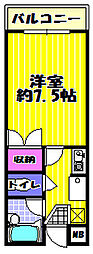 アドリーム松井 1Kの間取図画像