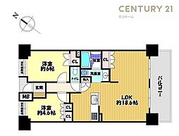 ダイアパレス富田林 2LDKの間取図画像