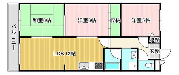 桂川ロイヤルハイツ 302｜京都府京都市西京区下津林大般若町(賃貸マンション3LDK・3階・57.51㎡)の写真 その2