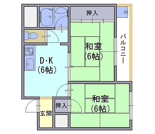 BNコート洛西 201｜京都府向日市寺戸町辰巳(賃貸マンション2DK・2階・37.08㎡)の写真 その2