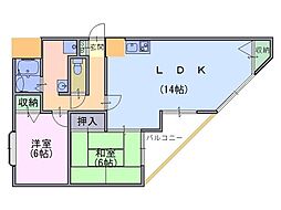 カサベルデ 3階2LDKの間取り