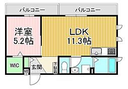 仮称　東向日駅ハイツプロジェクト 2階1LDKの間取り