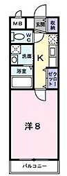 ジュピター桂 1Kの間取図画像