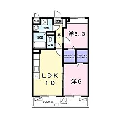ビューテラス物集女 2LDKの間取図画像