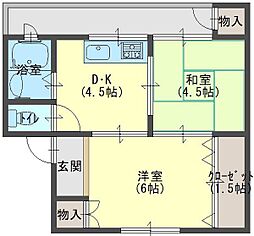 長岡マンション 2DKの間取図画像