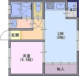 瓜生ハイツ 1LDKの間取図画像