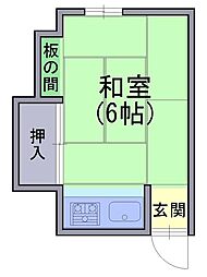 オカモクグランドハイツ ワンルームの間取図画像