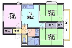 シルキーハイツ 3DKの間取図画像