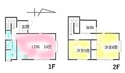 南区中里4丁目 2LDKの間取り