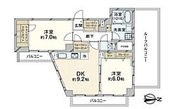 恒陽マンション 2DKの間取り