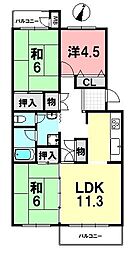 守山駅前東住宅1号棟 3LDKの間取図画像