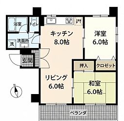 ホワイトシャトー豊田 2LDKの間取図画像